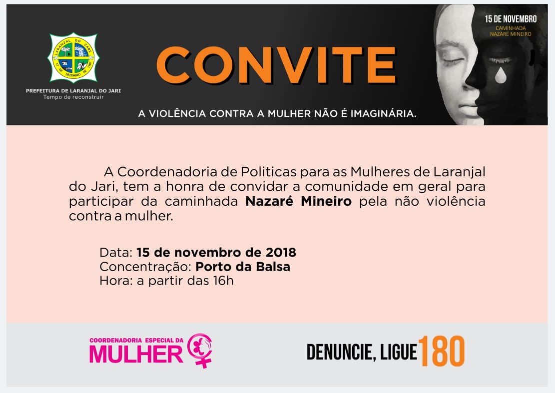 Laranjal tem caminhada contra violência as mulheres nesta quinta feira (15).